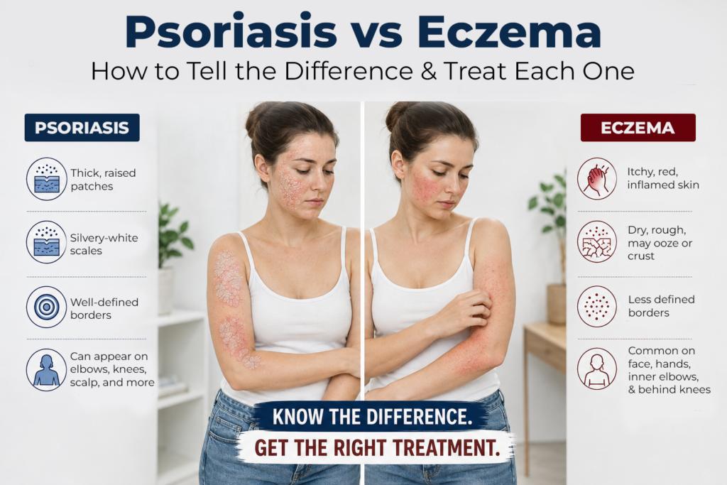 Psoriasis vs eczema comparison and symptoms